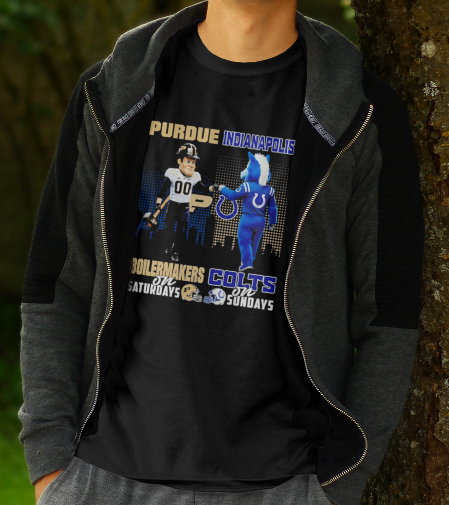 Purdue Boilermakers Saturdays Indianapolis Colts Sundays Skyline T-Shirt