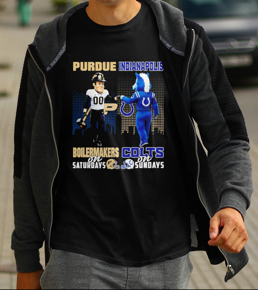 Purdue Boilermakers Saturdays Indianapolis Colts Sundays Skyline T-Shirt