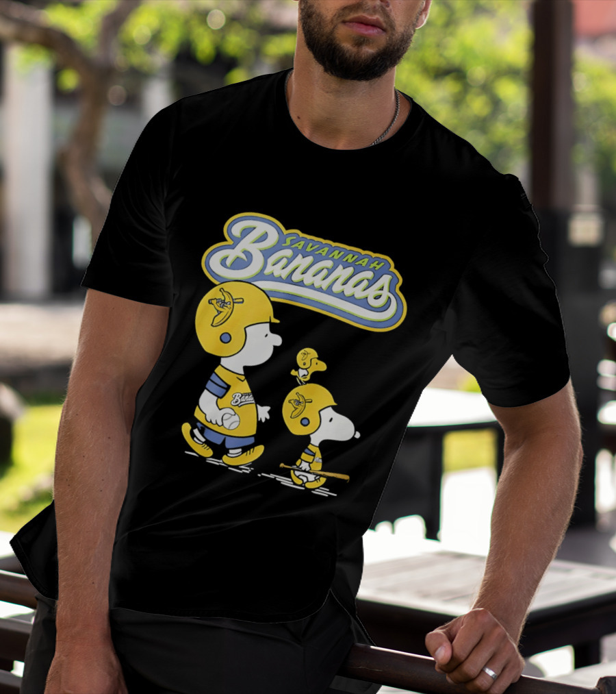 Savannah Bananas Snoopy Peanuts Baseball Player Helmet Bat T-Shirt