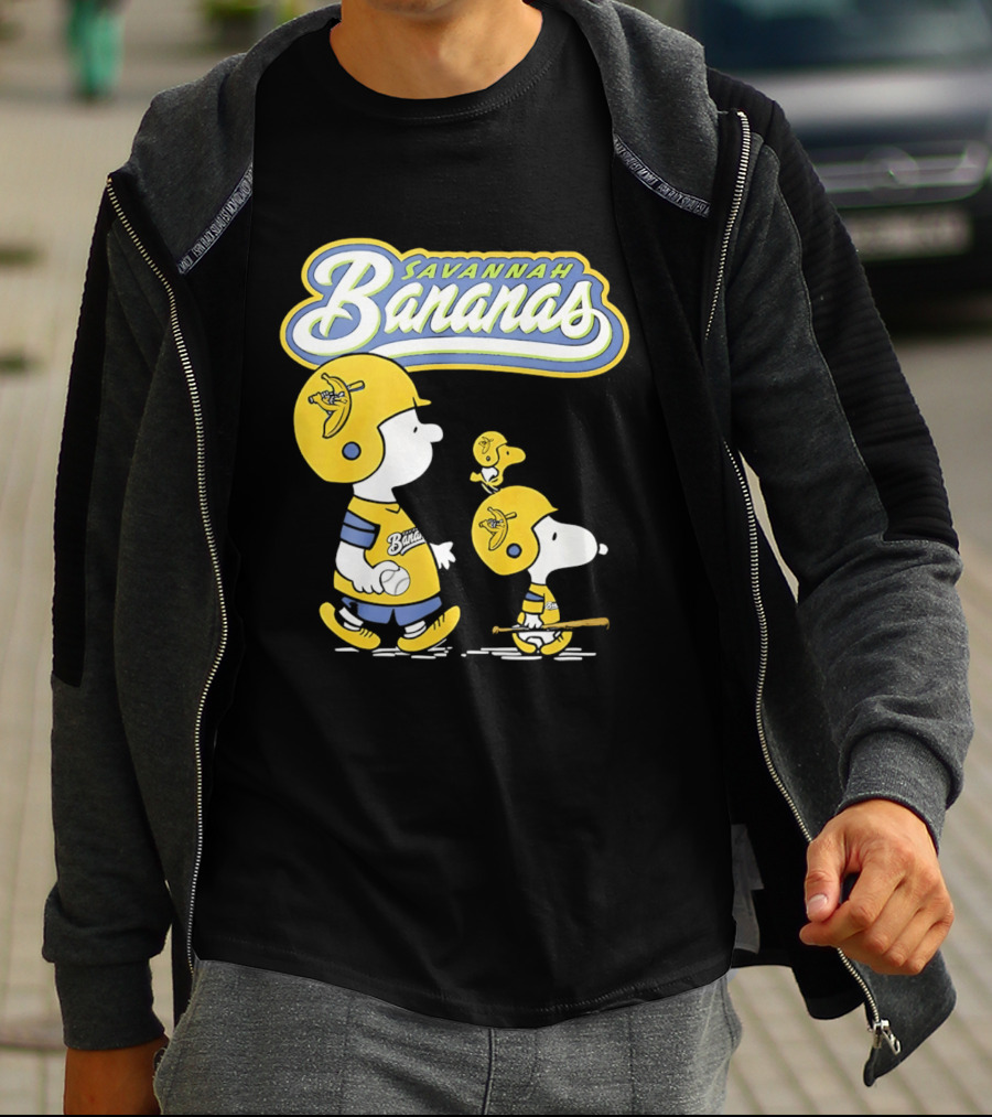 Savannah Bananas Snoopy Peanuts Baseball Player Helmet Bat T-Shirt