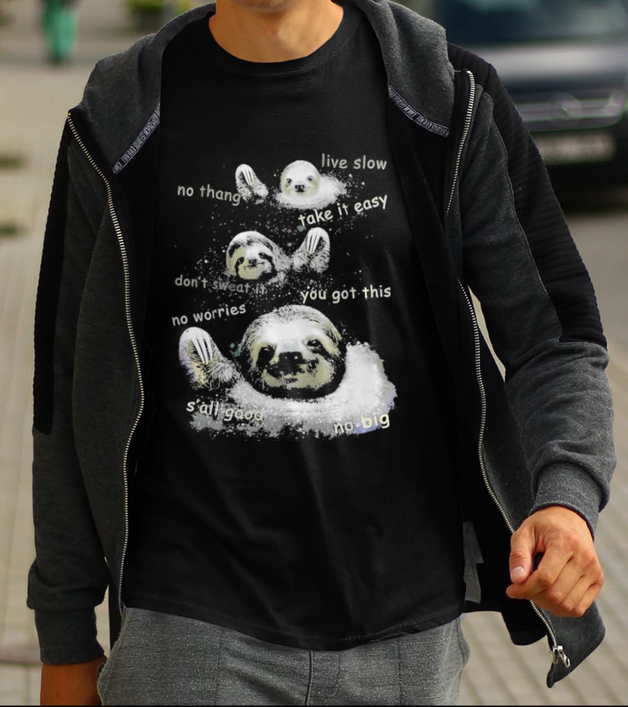 Sloth No Thang Live Slow Take It Easy Don’t Sweat It You Got This No Worries T-Shirt