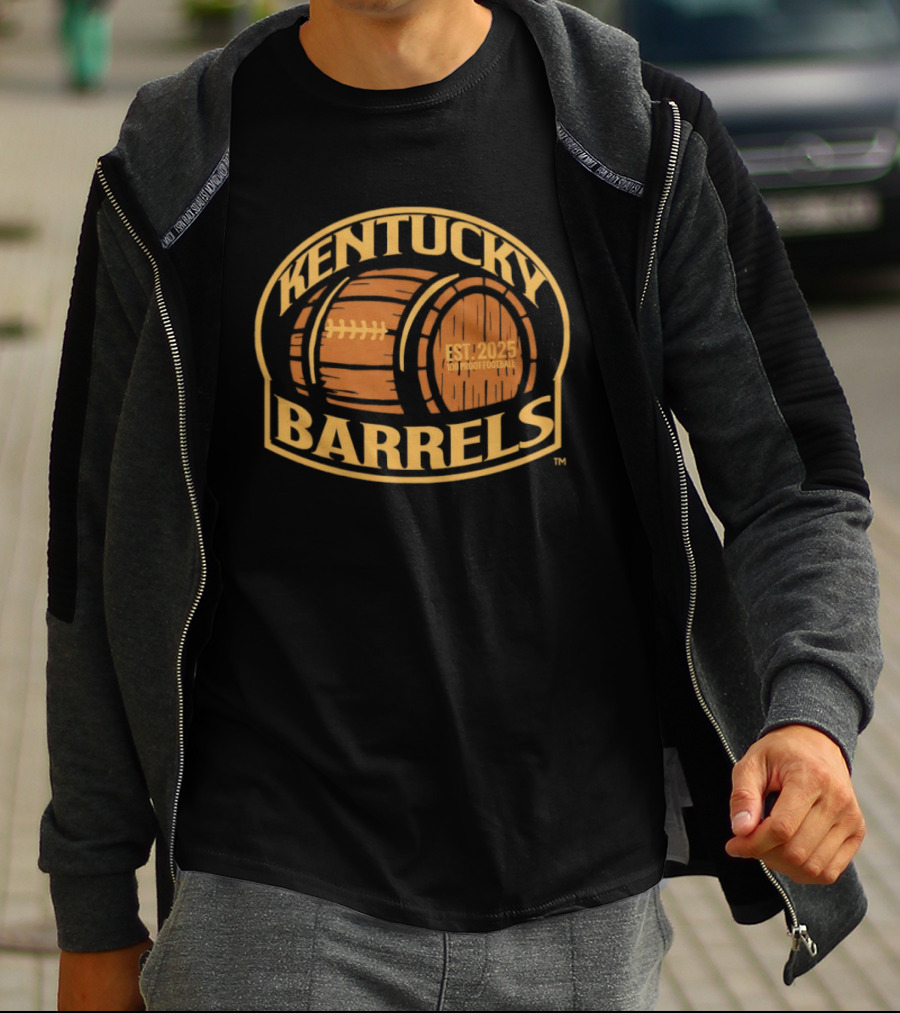 Kentucky Barrels 100 Proof Football Est 2025 T-Shirt