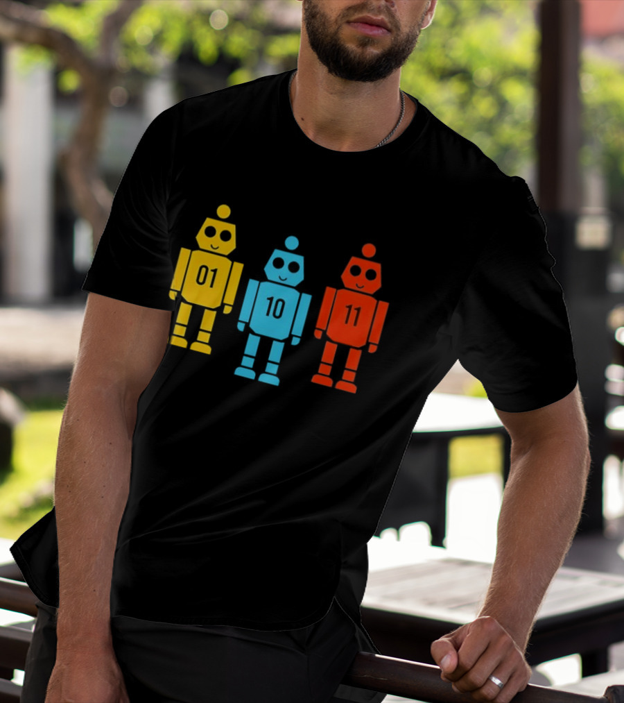 Robot 01 10 11 Trio Colorful Robot T-Shirt