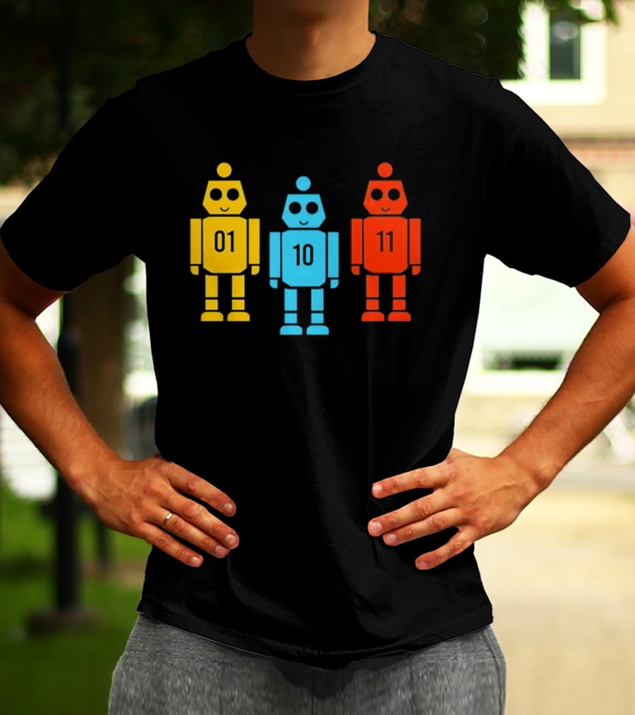Robot 01 10 11 Trio Colorful Robot T-Shirt