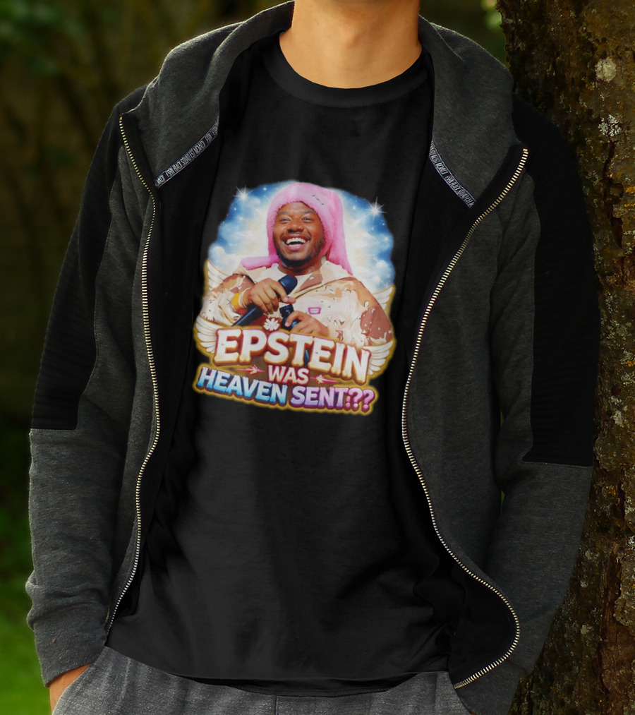 Epstein Was Heaven Sent Pink Hat Smiling Man With Microphone And Camouflage Jacket T-Shirt