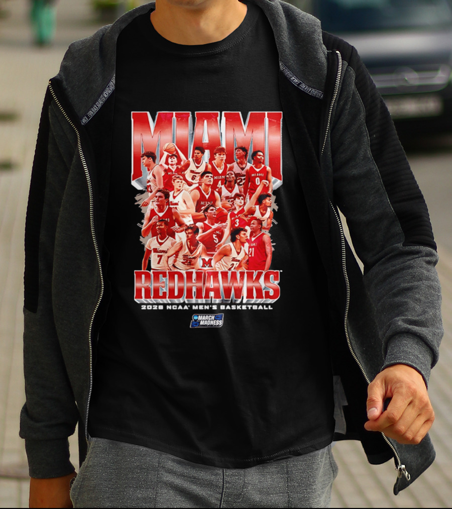 Miami RedHawks Basketball NCAA March Madness 2026 Team Collage T-Shirt