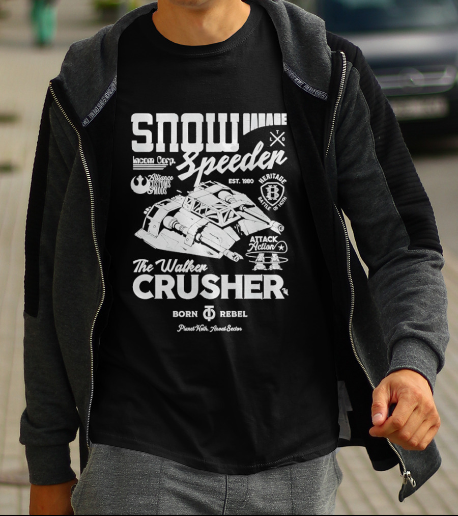 Snow Speeder Garage Walker Crusher Planet Hoth Anoat Sector Rebel Attack Squadron T-Shirt