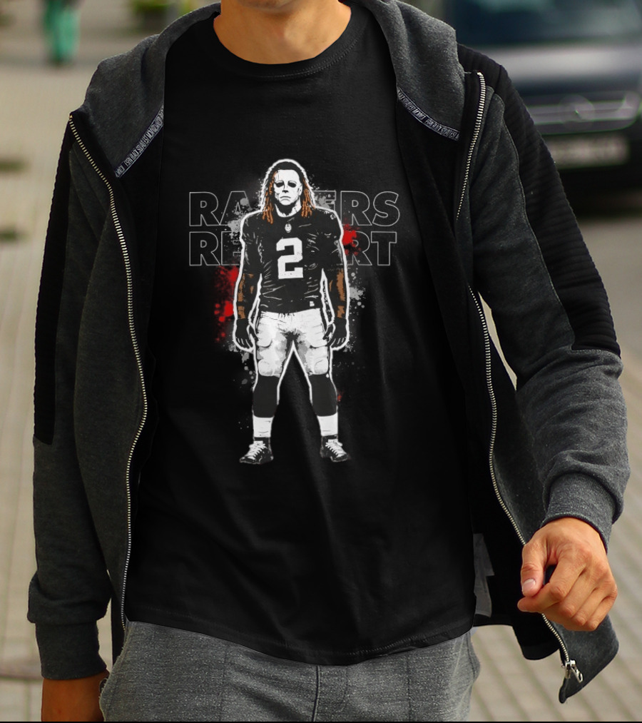Las Vegas Raiders Michael Myers Number 2 Standing On Business Halloween Football Fan T-Shirt