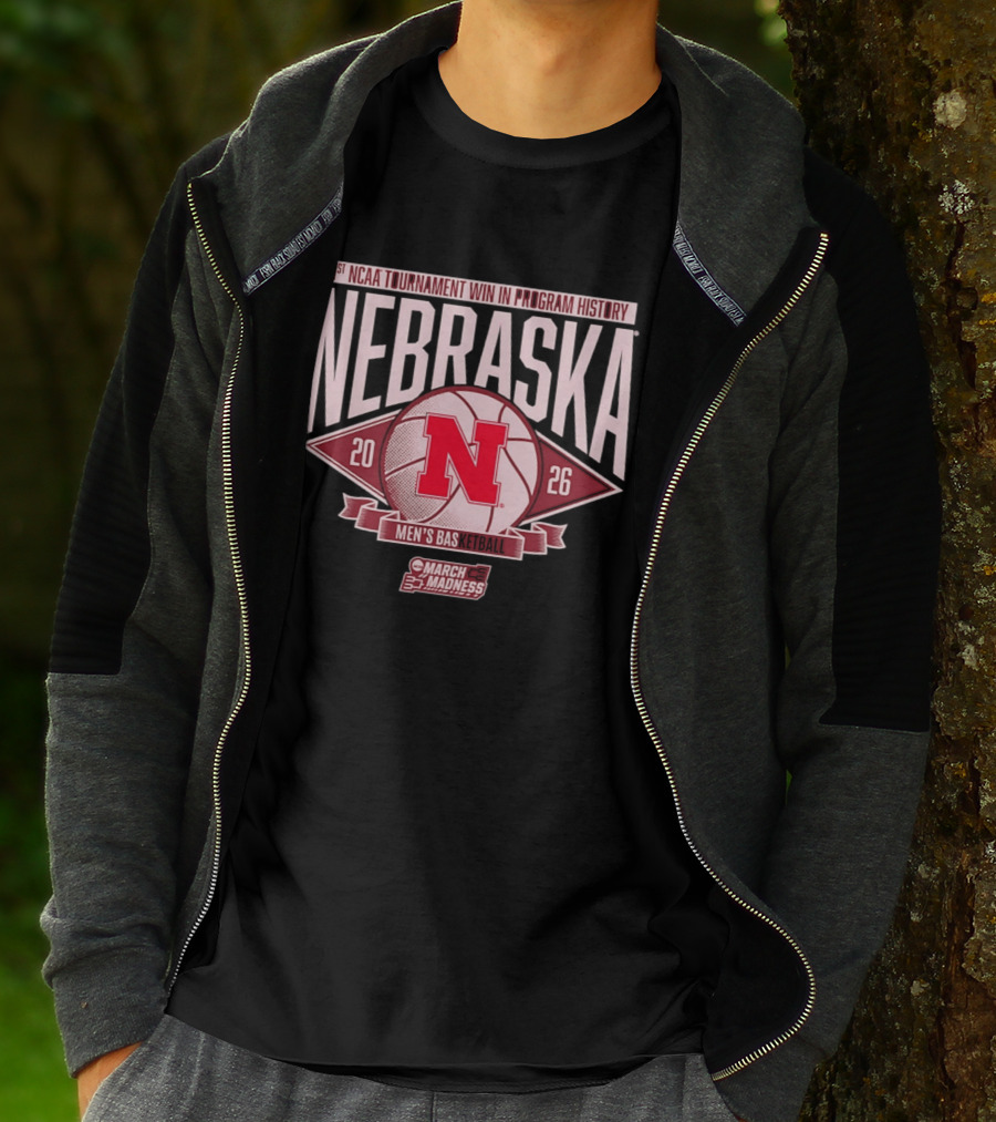 Nebraska 1st NCAA Tournament Win In Program History Men's Basketball March Madness 2026 T-Shirt