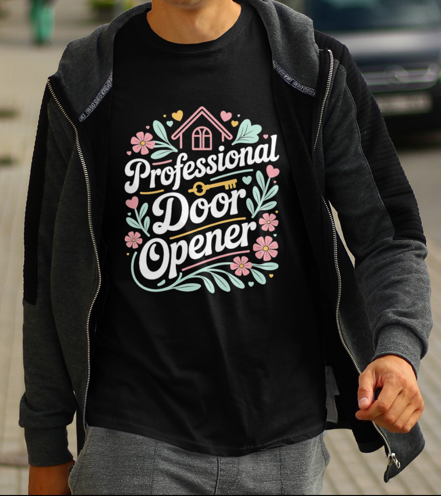 Professional Door Opener Floral And Leaf Home Key Cute Hearts T-Shirt