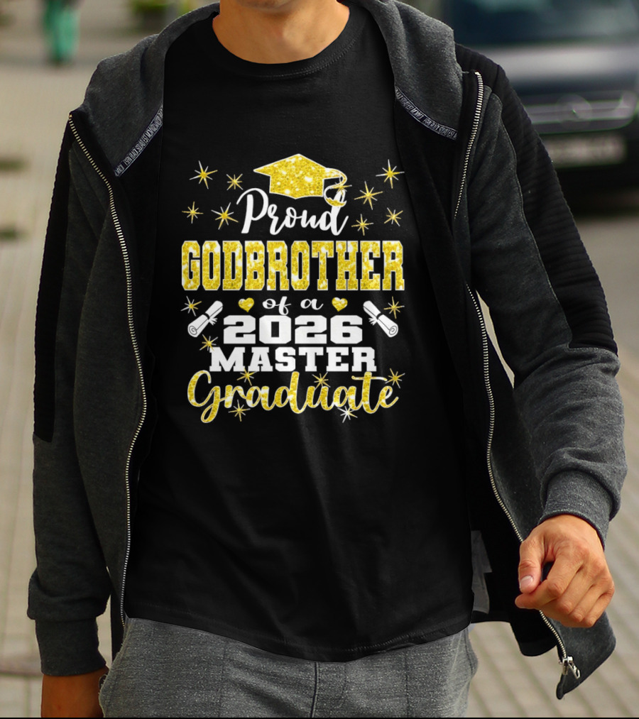 Proud Godbrother Of A 2026 Master Graduate With Gold Stars And Cap T-Shirt