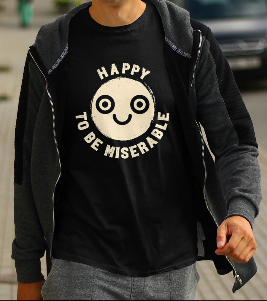 Miserably Happy Smiley Face Circular T-Shirt