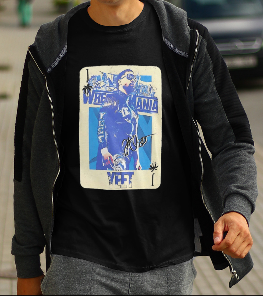 WWE Jey Uso WrestleMania Card Yeet Playing Card T-Shirt