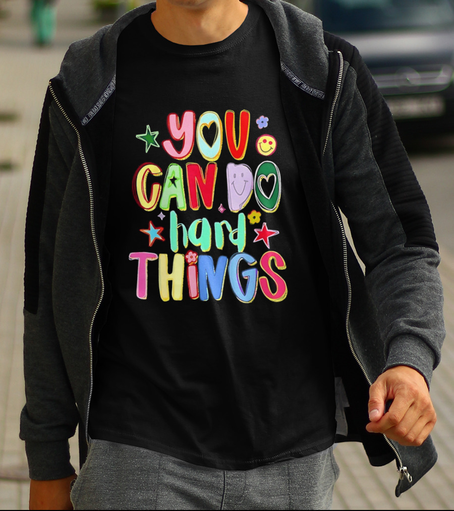 You Can Do Hard Things Autism Awareness Colorful Positive Message T-Shirt