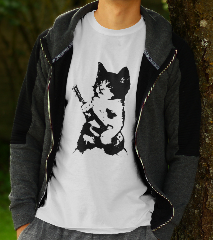 Rockstar Kitten Cat Playing Guitar Feline Musician T-Shirt