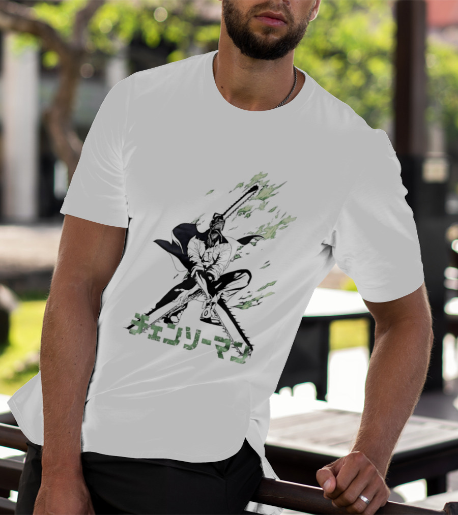Chainsaw Man Katana Duel Anime Flames Japanese T-Shirt