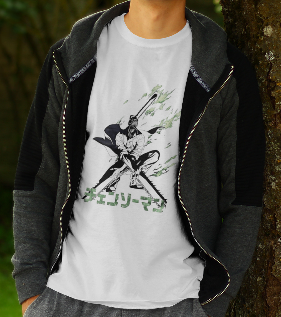 Chainsaw Man Katana Duel Anime Flames Japanese T-Shirt