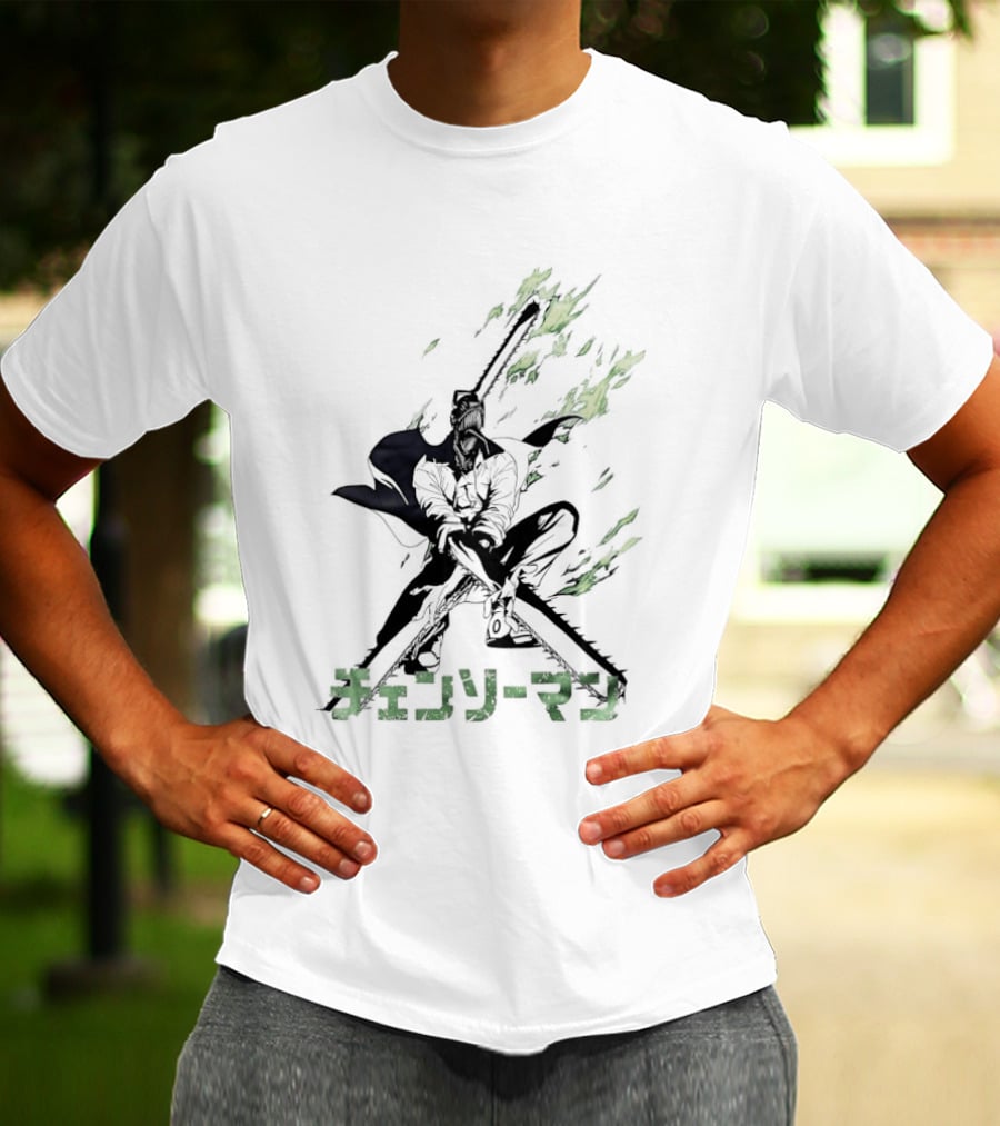Chainsaw Man Katana Duel Anime Flames Japanese T-Shirt