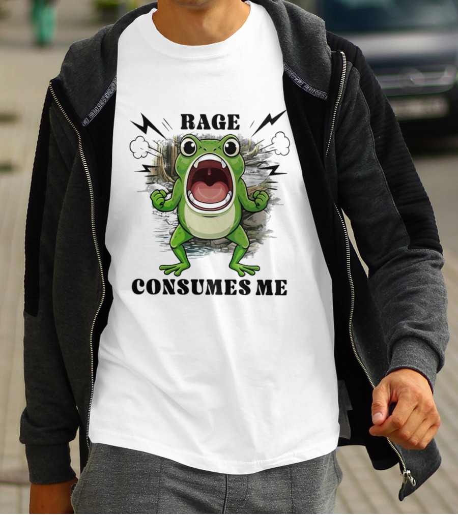 Rage Consumes Me Grumpy Frog Scream Meme T-Shirt