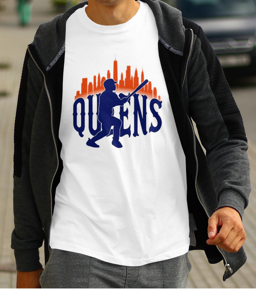 New York Mets Queens Baseball Skyline MLB T-Shirt