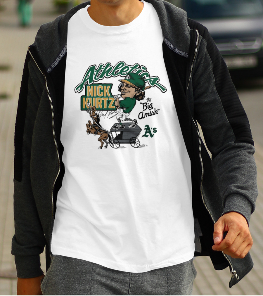 Nick Kurtz 16 Athletics Baseball The Big Amish Cartoon AS T-Shirt