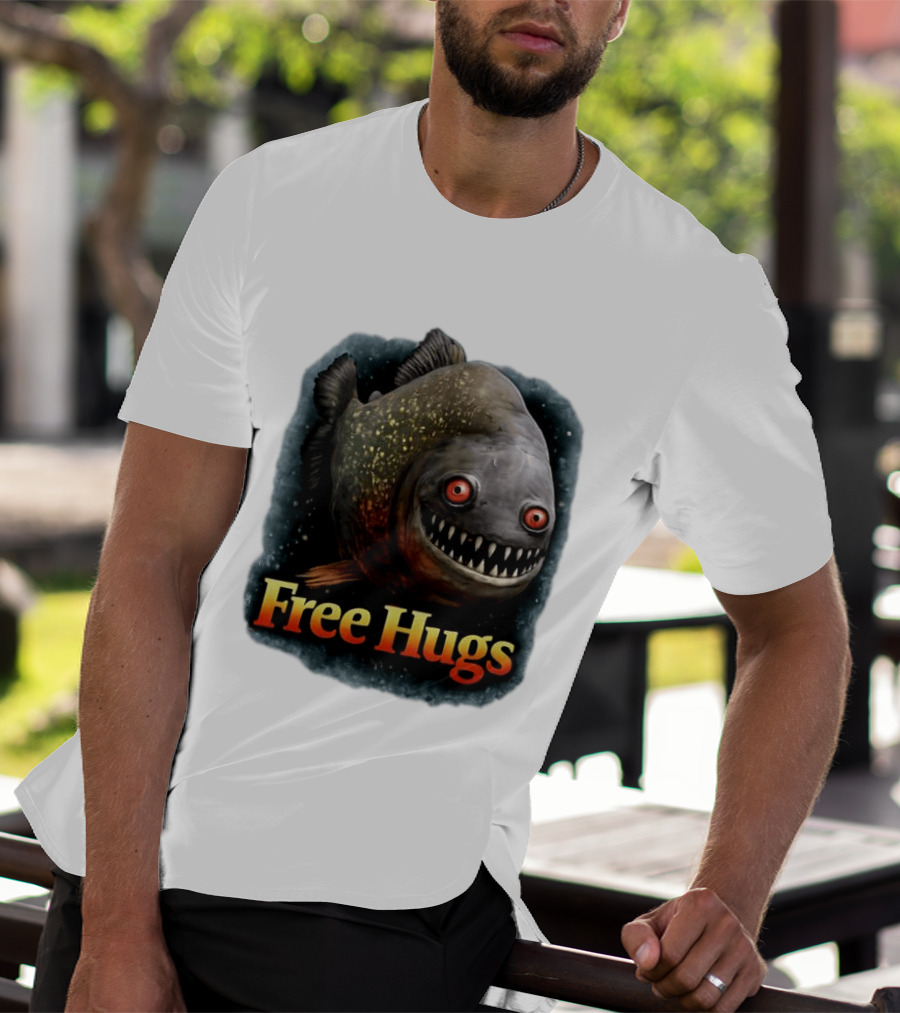 Piranha Free Hugs Creepy Fish Joke T-Shirt