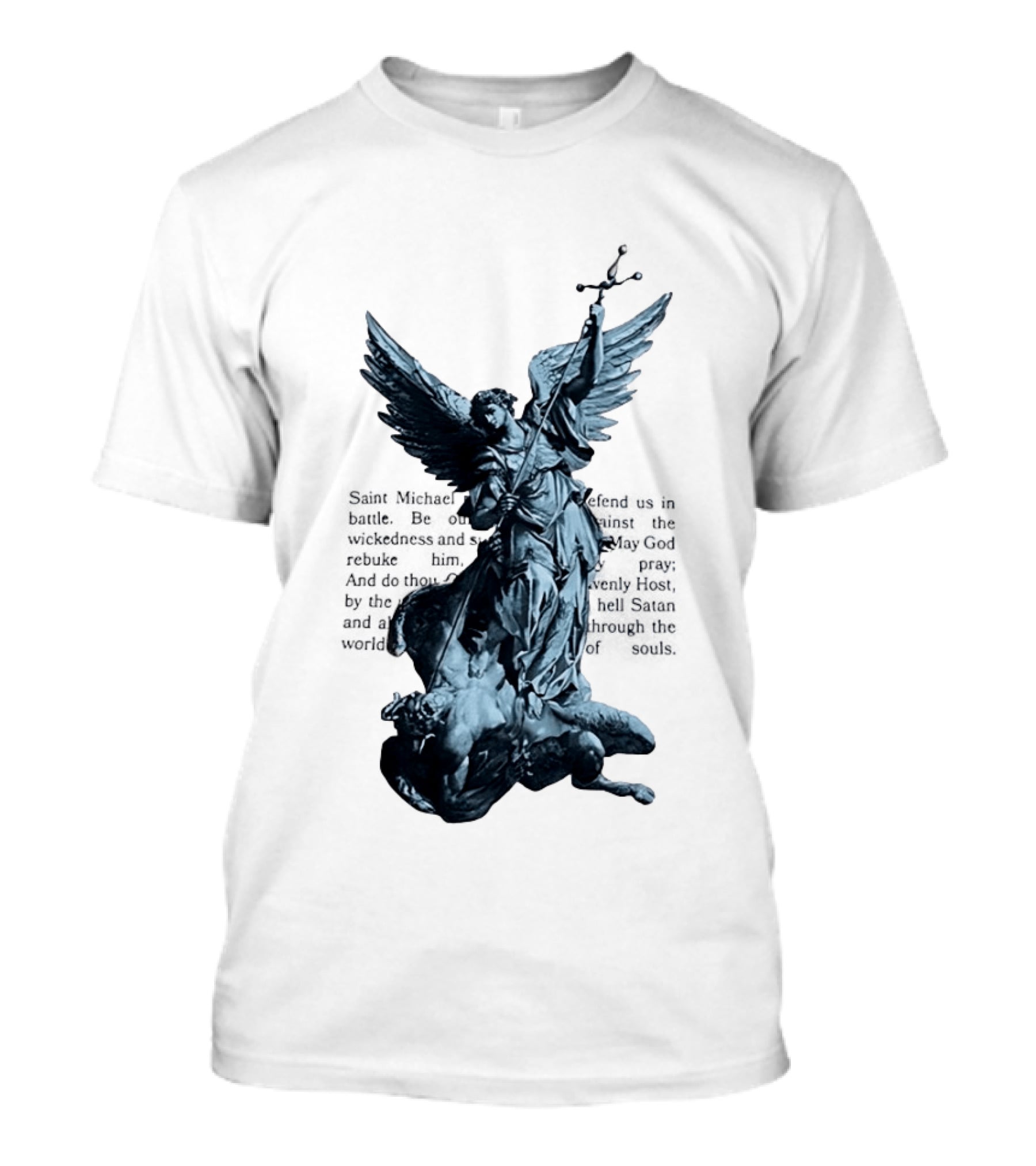 Saint Michael Overcoming Satan With Sword And Wings T-Shirt