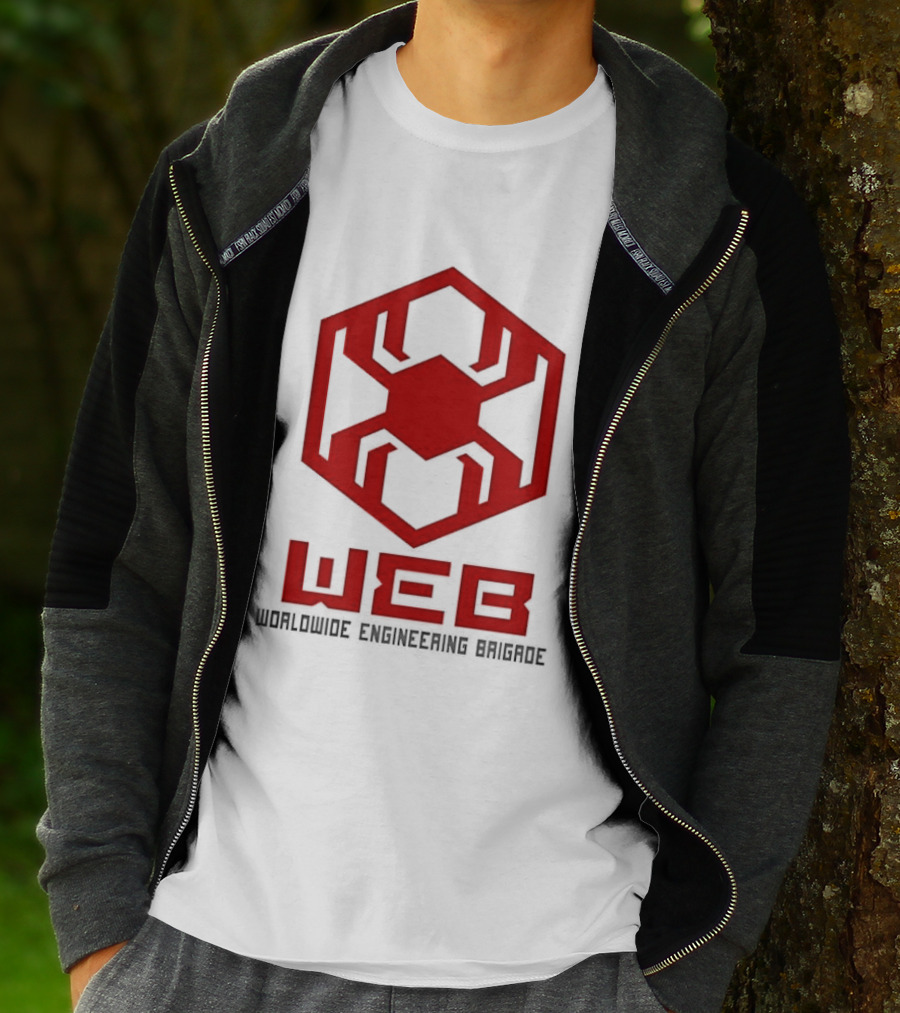 WEB Worldwide Engineering Brigade Red Spider Hexagon T-Shirt