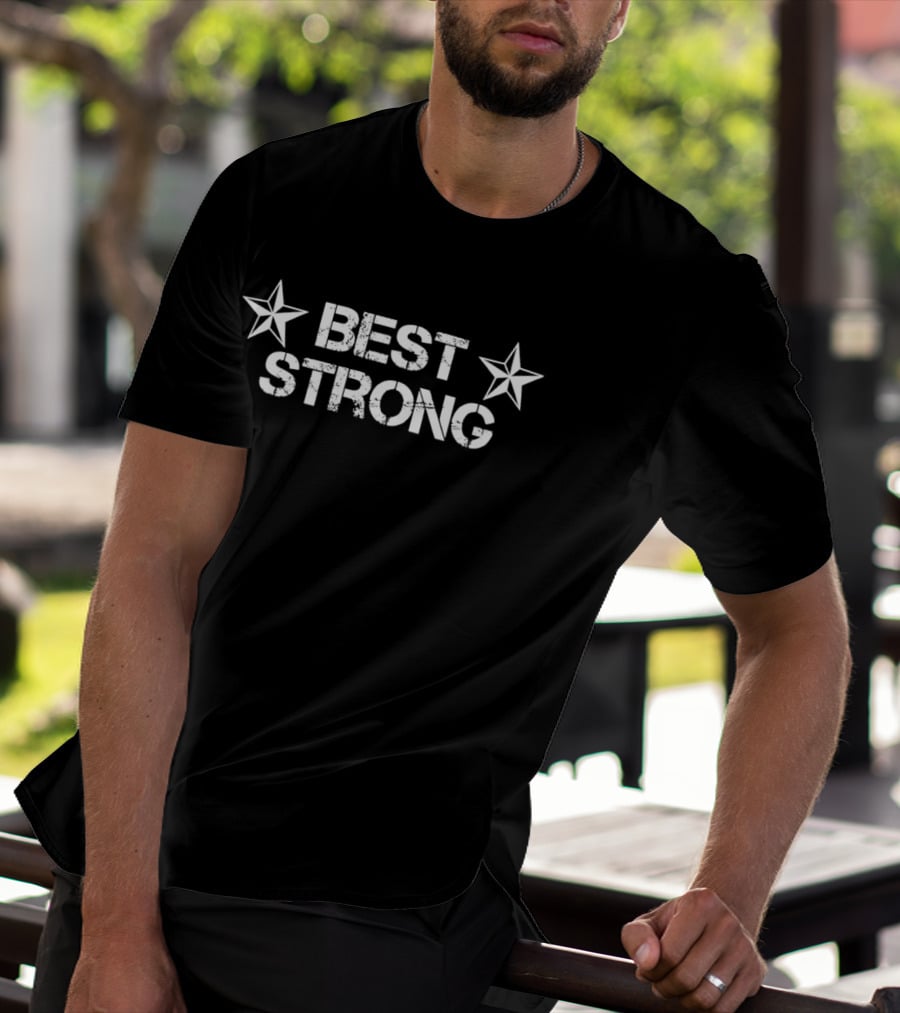 BEST STRONG Stars Bold Text Image T-Shirt