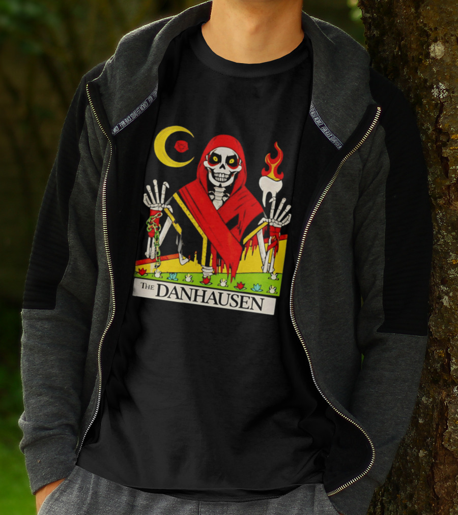 Skeleton In Red Outfit With Cursed WWE Tooth Danhausen T-Shirt