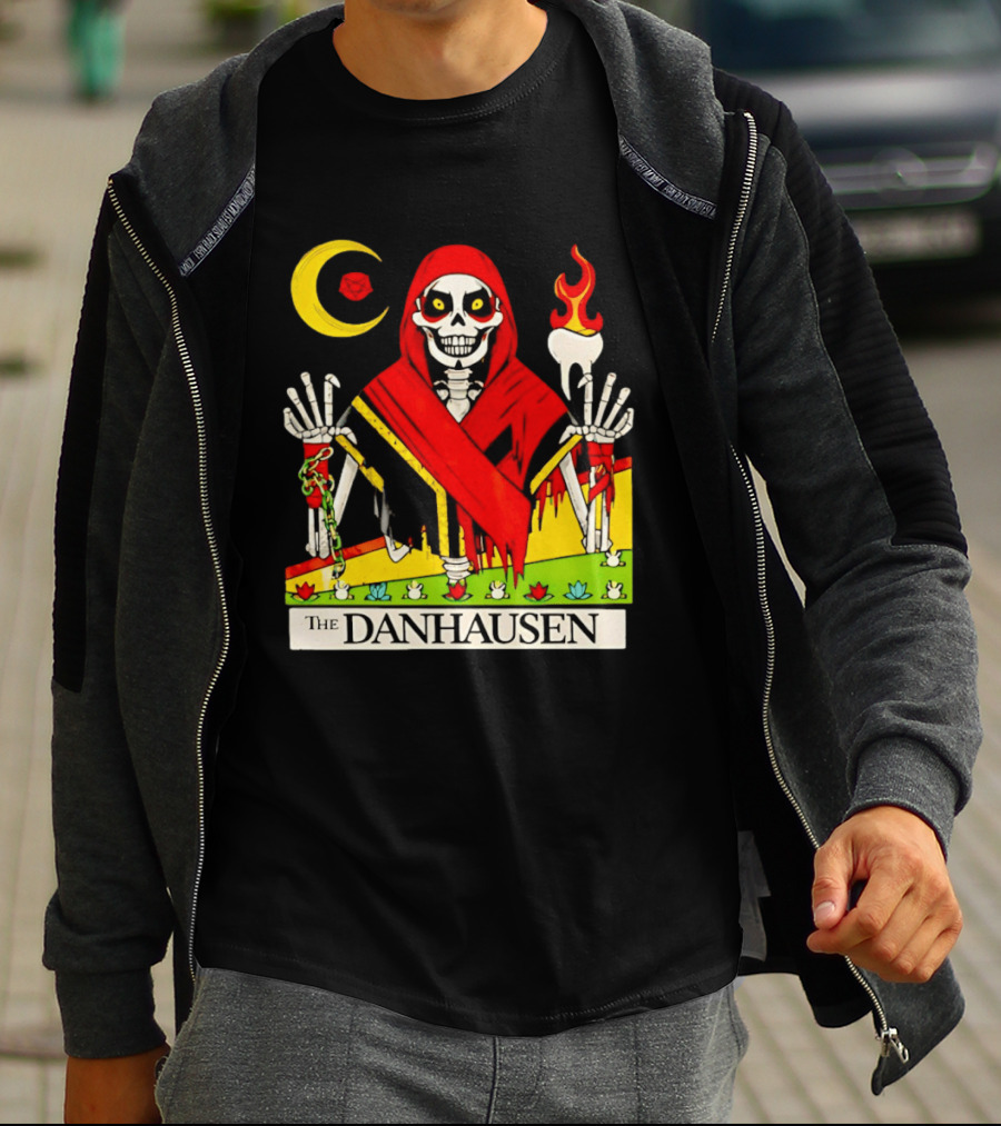 Skeleton In Red Outfit With Cursed WWE Tooth Danhausen T-Shirt