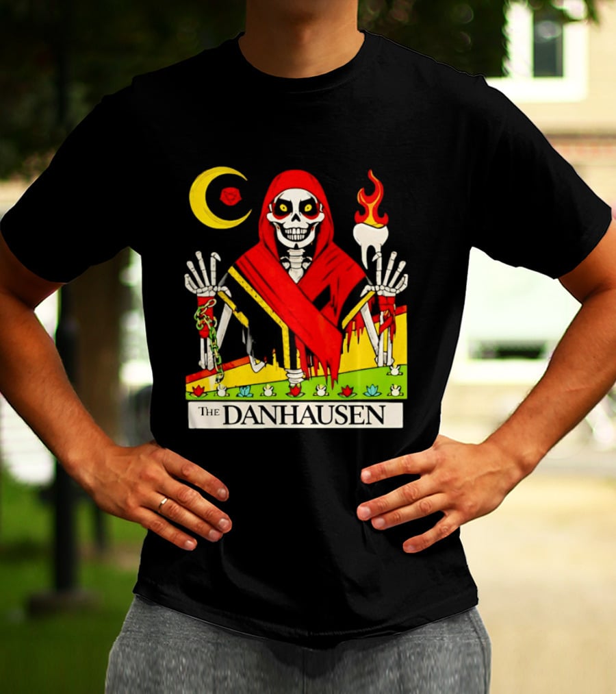 Skeleton In Red Outfit With Cursed WWE Tooth Danhausen T-Shirt
