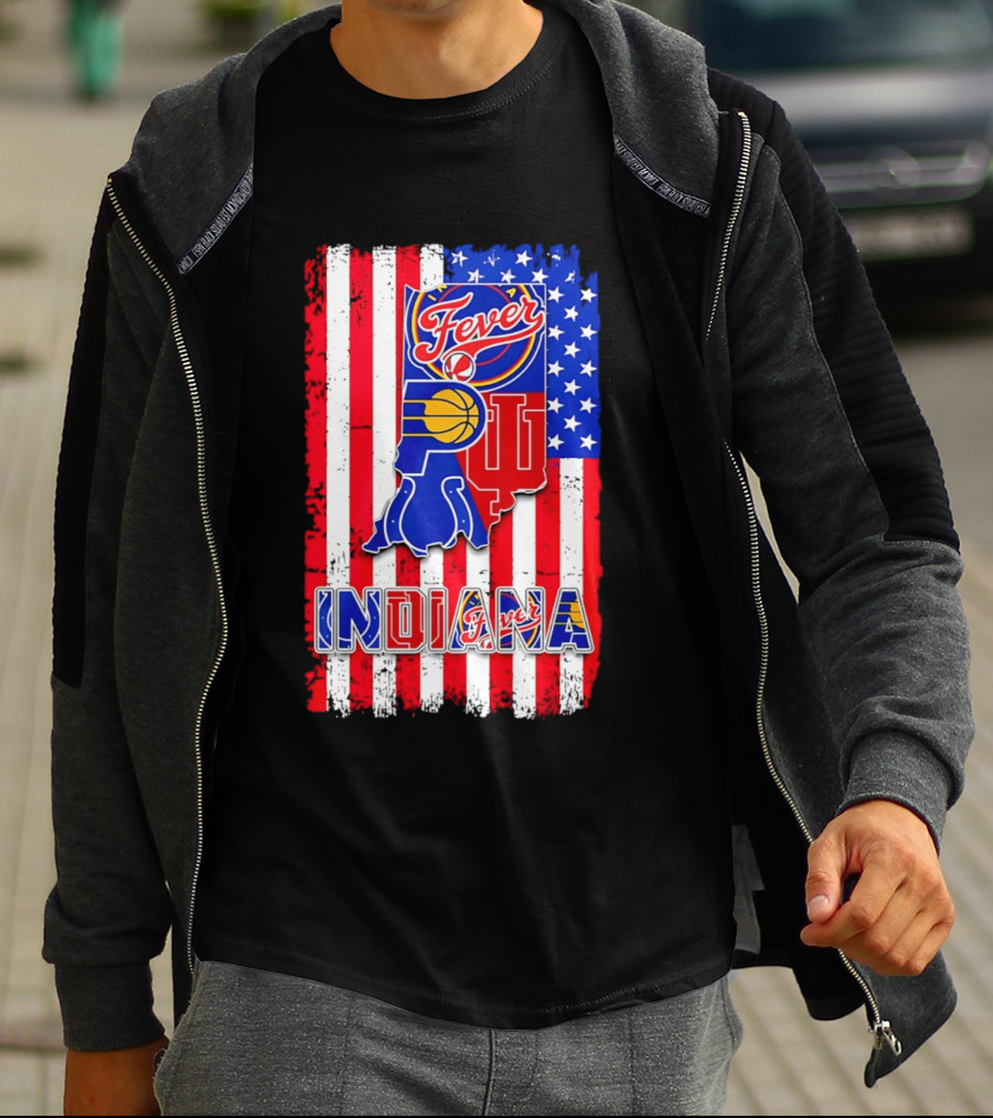 Indiana Fever Pacers Hoosiers American Flag T-Shirt