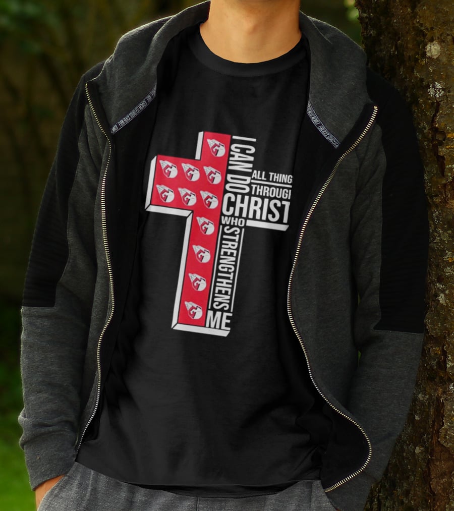 Cleveland Guardians I Can Do All Things Through Christ Cross T-Shirt