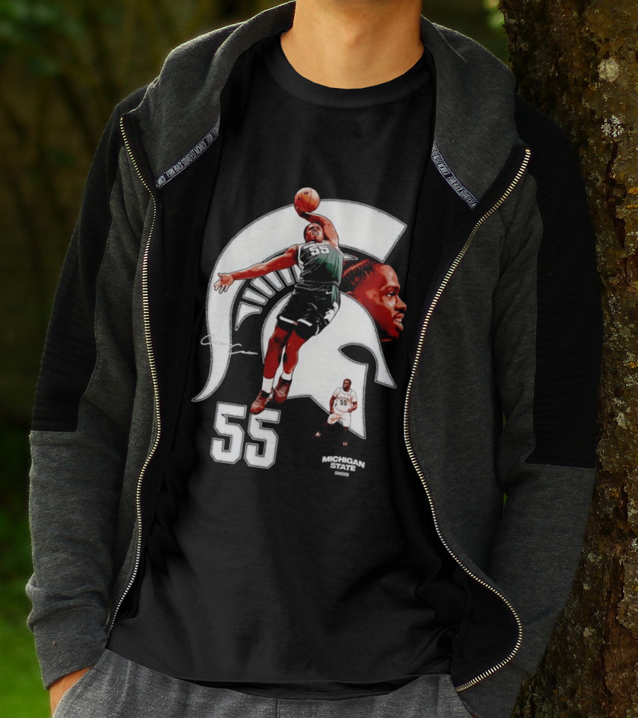 Coen Carr 55 Dunking Michigan State Spartan Basketball Player T-Shirt