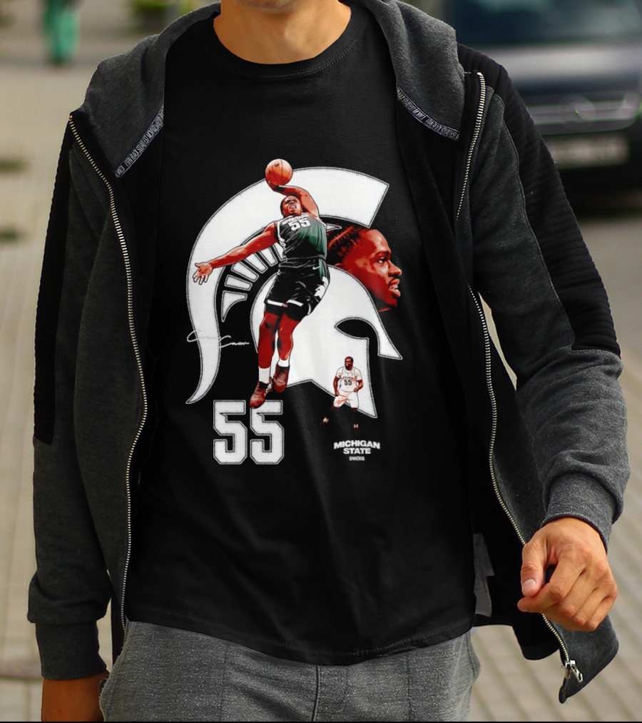 Coen Carr 55 Dunking Michigan State Spartan Basketball Player T-Shirt