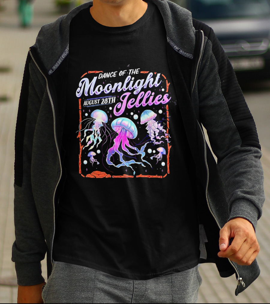 Dance Of The Moonlight Jellies August 28th Event Night Light Ocean Celebration T-Shirt