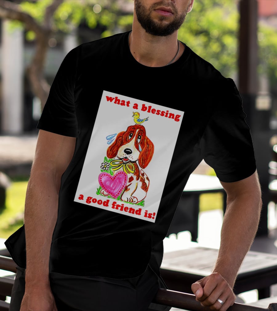 What A Blessing A Good Friend Is Dog And Bird Cartoon T-Shirt