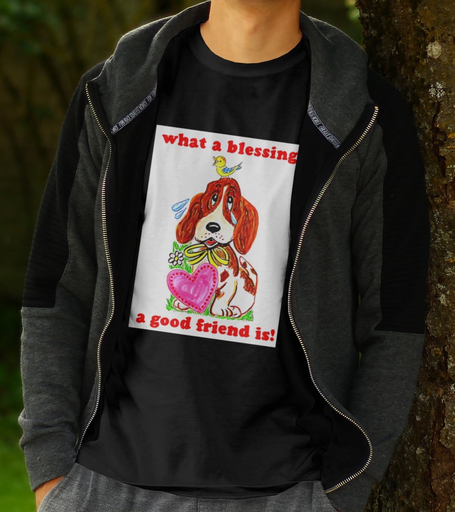 What A Blessing A Good Friend Is Dog And Bird Cartoon T-Shirt