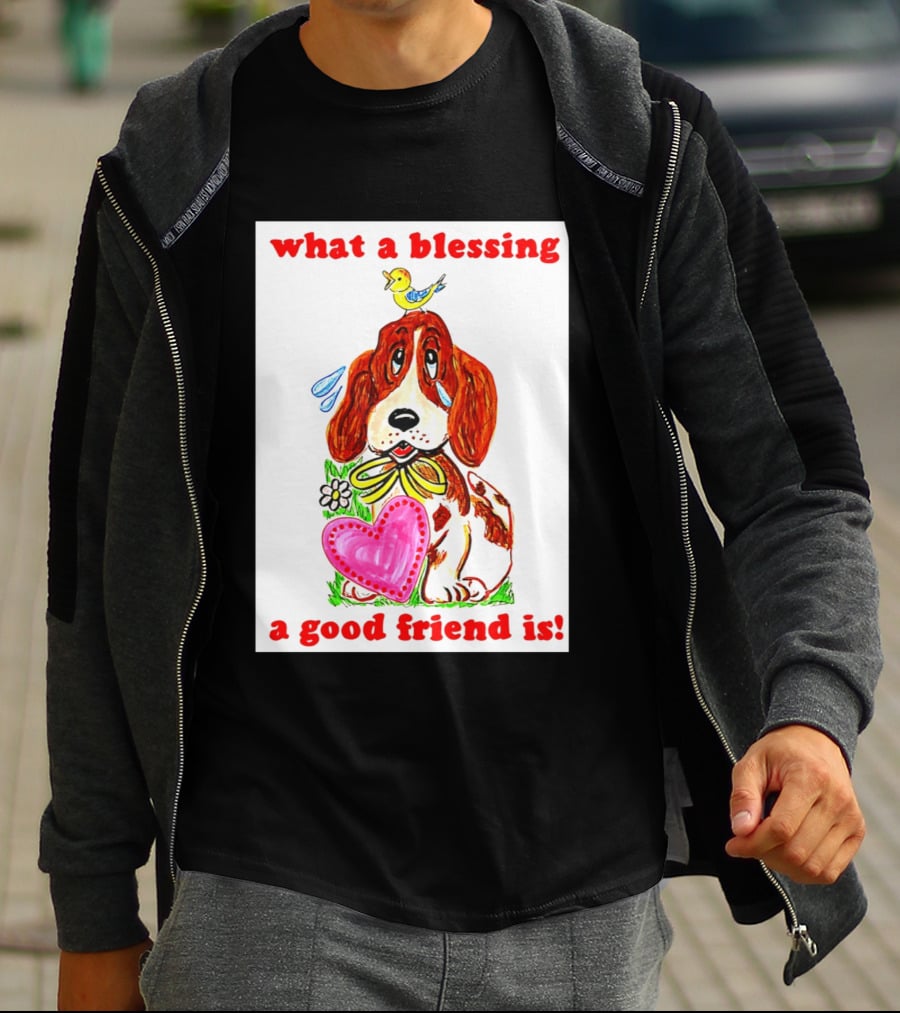 What A Blessing A Good Friend Is Dog And Bird Cartoon T-Shirt