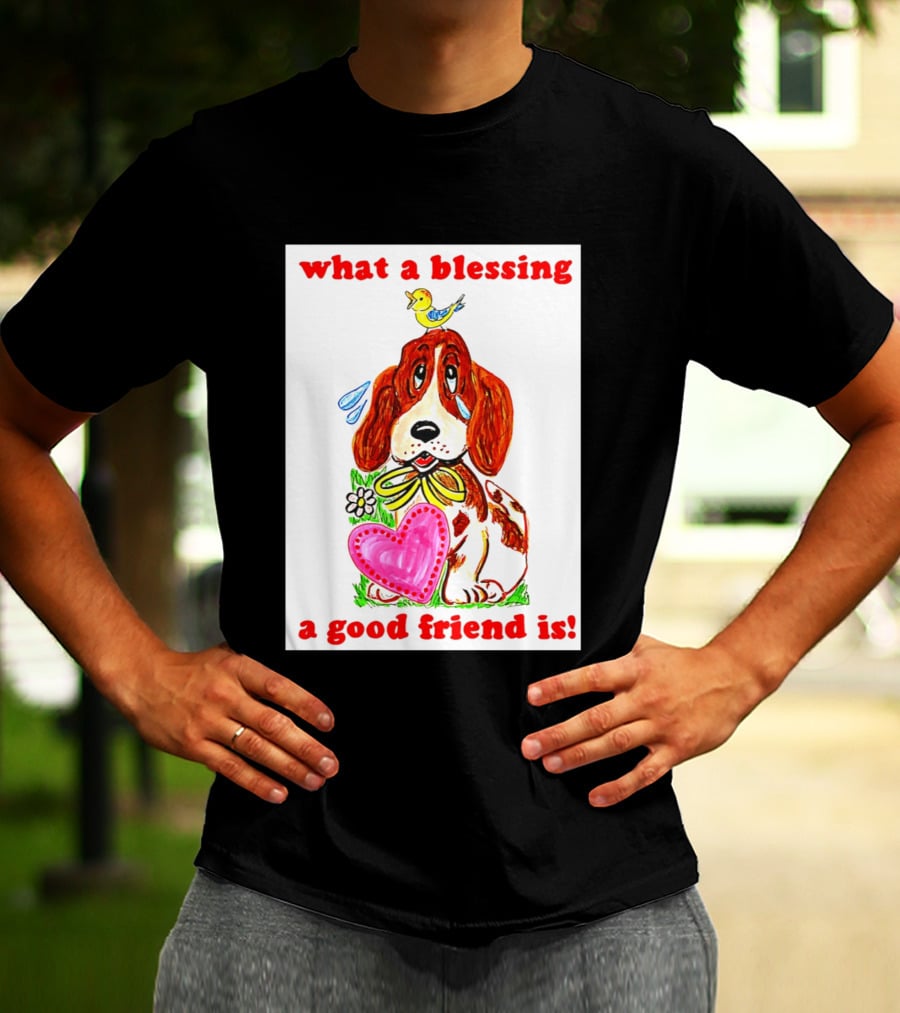 What A Blessing A Good Friend Is Dog And Bird Cartoon T-Shirt