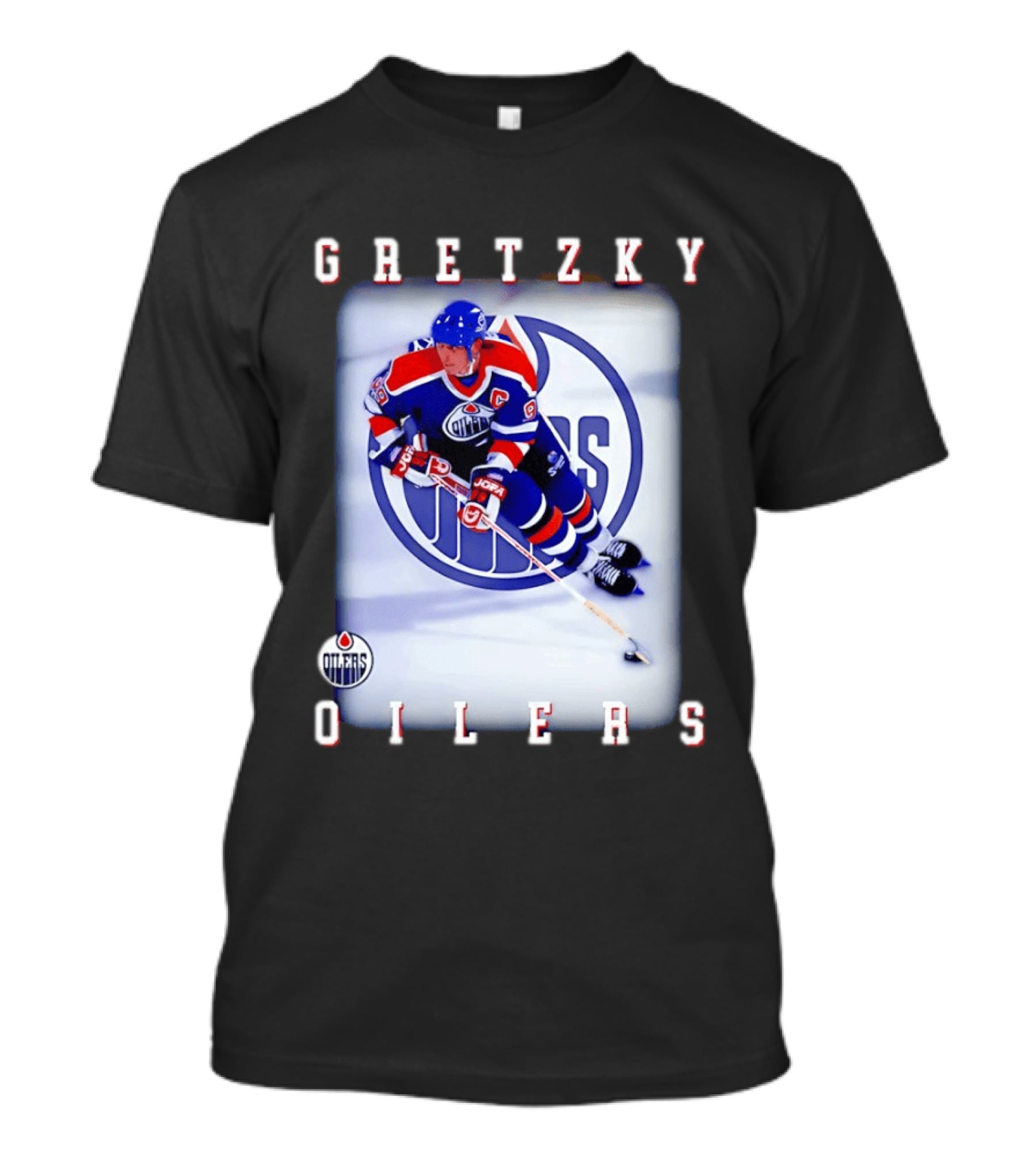 Wayne Gretzky Edmonton Oilers Iconic NHL Legend Action Shot T-Shirt