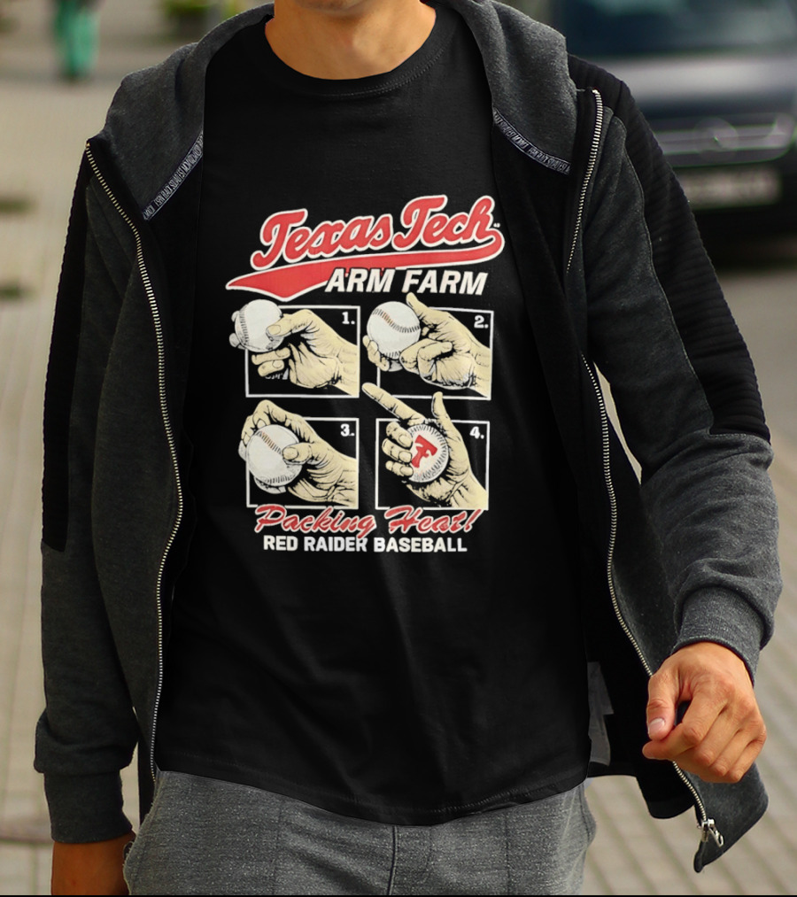 Texas Tech Arm Farm Packing Heat Red Raider Baseball T-Shirt