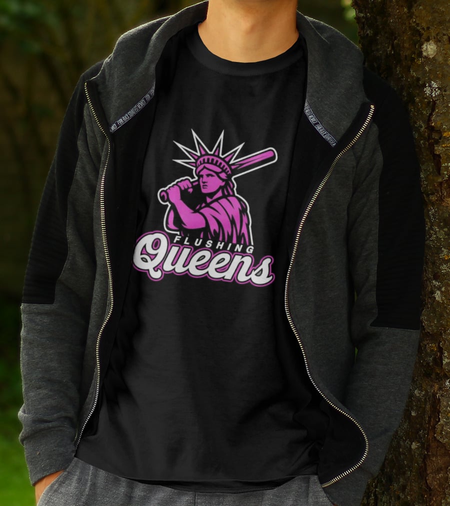 Flushing Queens Statue Of Liberty Baseball Bat Icon Mets T-Shirt