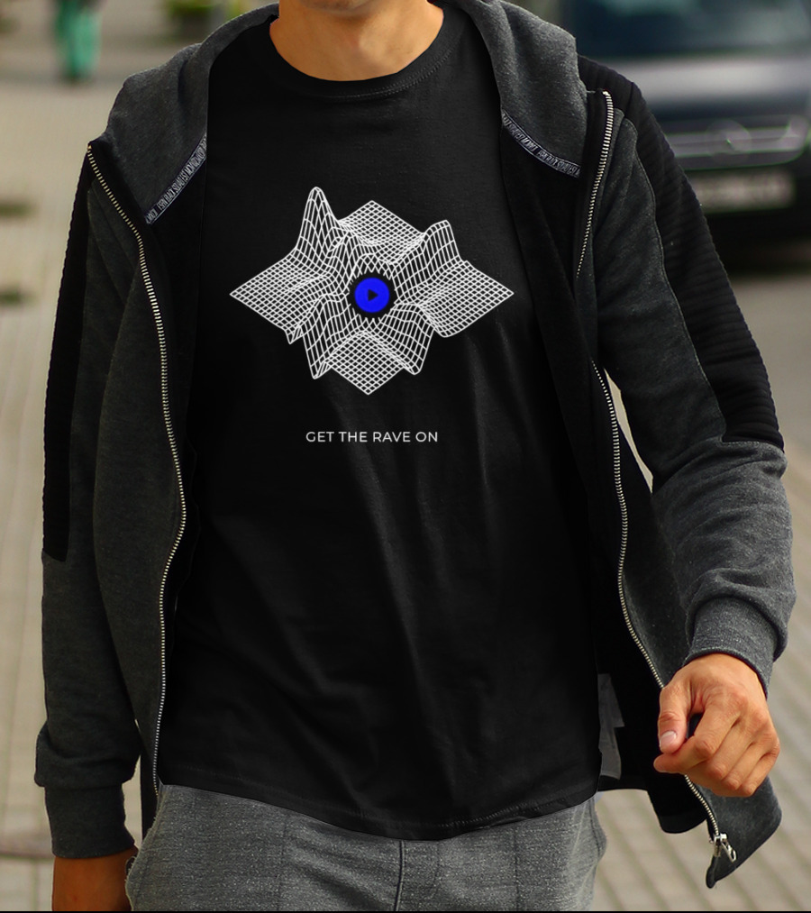 Get The Rave On Waveform Blue Center T-Shirt
