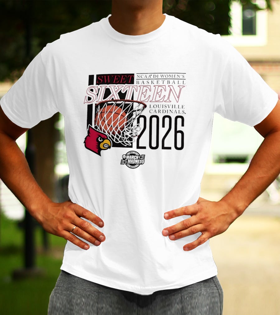 Louisville Cardinals Sweet Sixteen 2026 NCAA D1 Women's Basketball March Madness T-Shirt