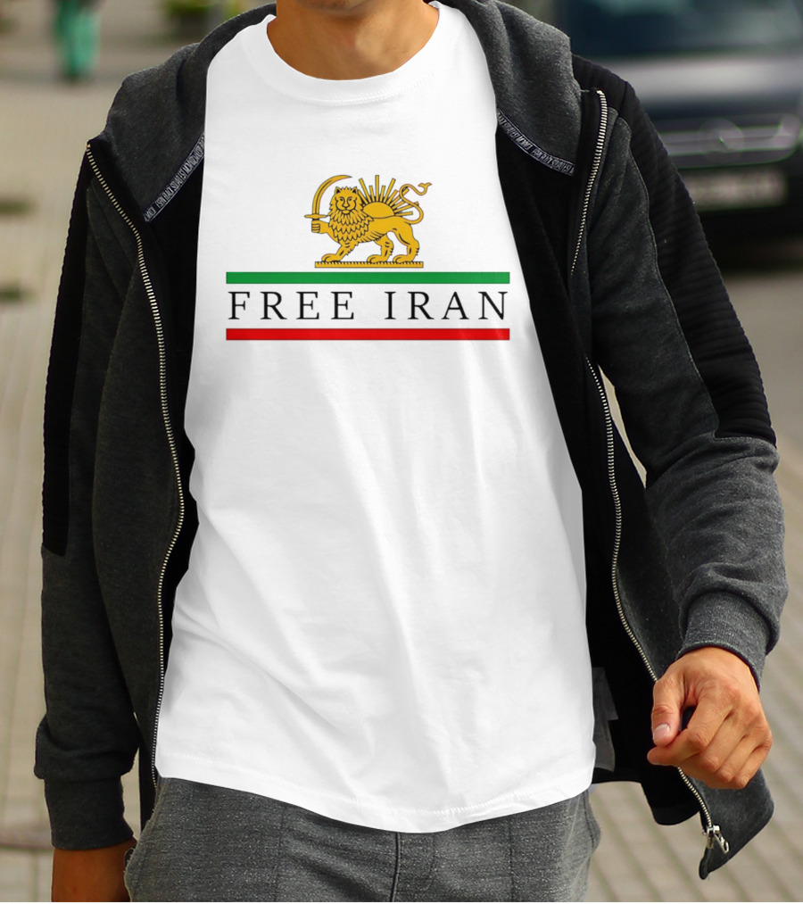 Free Iran Persian Lion And Sun Icon With Green Red Bars T-Shirt