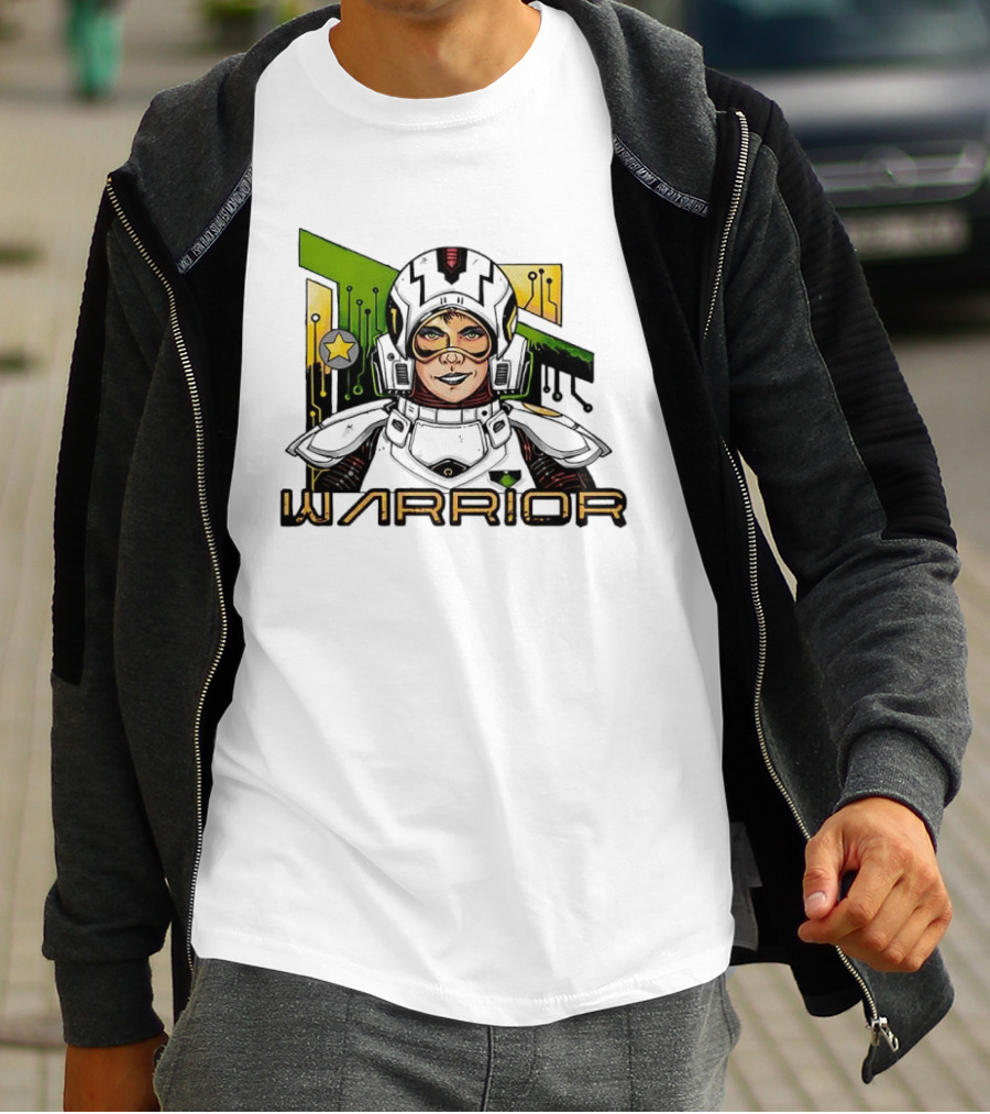 Riza Warrior Sci Fi Cybernetic Soldier With Helmet T-Shirt