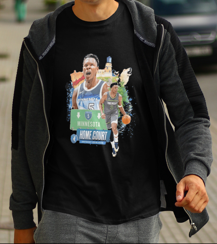 Anthony Edwards Minnesota Timberwolves Home Court Basketball Minneapolis T-Shirt