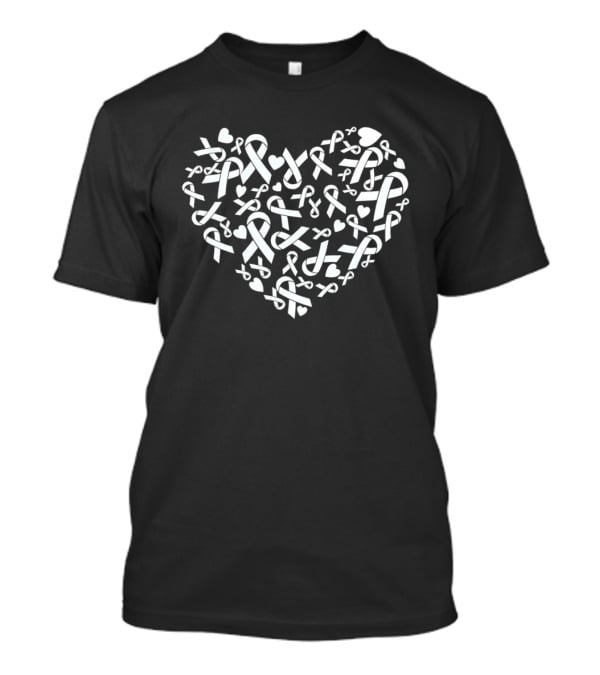 Go Grey In May Brain Cancer Awareness Ribbon Heart Shape T-Shirt